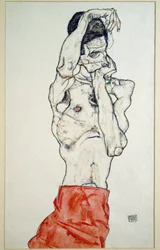 Desnudo masculino con tela roja
