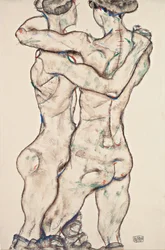 Chicas desnudas abrazándose, 1914