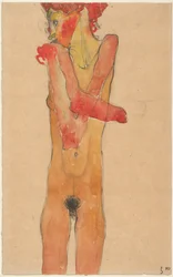 Chica desnuda con los brazos cruzados