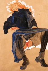 Chica reclinada en un vestido azul, 1910