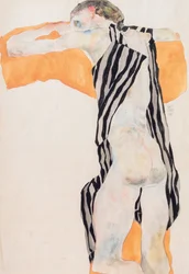 Chica Desnuda Reclinada con Blusa a Rayas, 1911