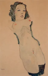 Desnudo reclinado con medias negras