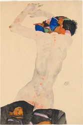 Desnudo de espaldas con un paño de colores, 1911