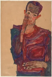 Autorretrato con el párpado bajado, 1910