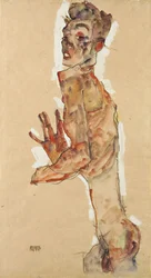 Autorretrato con los dedos separados, 1911