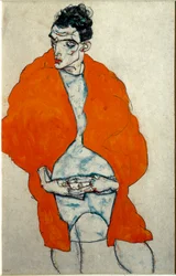 Autorretrato. Dibujo de Egon Schiele