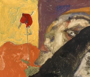 Mujer de luto (óleo sobre madera)