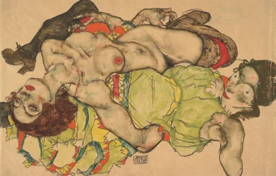 Dos chicas acostadas entrelazadas, 1915