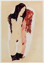 Two Reclining Girls (gouache, acuarela y lápiz)