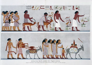 Llegada de una familia asiática en el antiguo Egipto: De la reproducción de un mural en el “Atlas Histórico del Arte Egipcio” por Prisse d