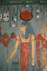Egipto, Antigua Tebas, Luxor, Valle de los Reyes, Tumba de Horemheb, Pintura mural que representa a la diosa Isis, Reino Nuevo, Dinastía XVIII