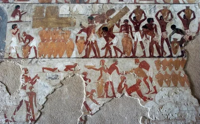 Antigüedad egipcia: pintura que decora la tumba de Rekhmire (TT100), visir de la dinastía XVIII