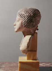 Perfil izquierdo de la cabeza de una princesa de la familia de Akhenaten, Nuevo Reino (detalle)