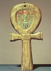 Estuche de espejo en forma de ankh, de la tumba de Tutankamón (c.1370-52 a.C.) Nuevo Reino