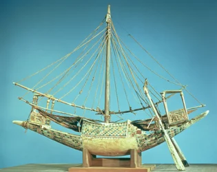 Modelo de uno de los barcos del faraón, de la tumba de Tutankamón (c.1370-52 a.C.) Nuevo Reino