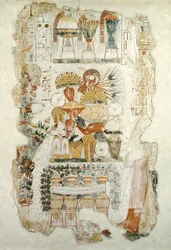Nebamun recibiendo ofrendas de su hijo, de la Tumba de Nebamun, c.1350 a.C.