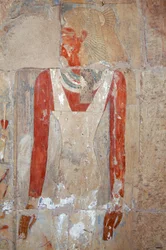 Relieve pintado, Templo mortuorio de Hatshepsut, Deir el-Bahri, necrópolis tebana (Lista del Patrimonio Mundial de la UNESCO