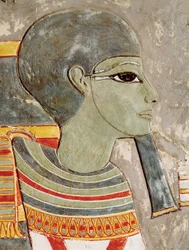 Relieve pintado del dios Ptah en el Valle de los Reyes, de la tumba de Horemheb
