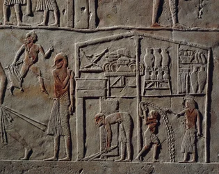 Pabellón para oficial de alto rango o comandante en jefe, Relieve, Tumba de Horemheb, Saqqara, Civilización egipcia, Reino Nuevo, Dinastía XVIII