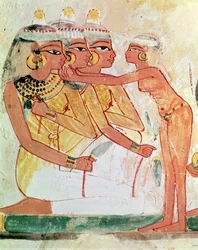 El retrete de las mujeres, de la tumba de Nakht, Reino Nuevo, c.1400 a.C. (pintura mural)