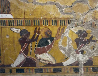 Los pueblos sometidos, nubios, libios y asiáticos, pintura de la Tumba de Amenhotep III en Tebas, Civilización egipcia, Reino Nuevo, Dinastía XVIII