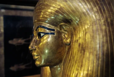 Sarcófago de Tjuya, de la Tumba de Yuya Tjuya, Valle de los Reyes, Egipto, Civilización egipcia, Reino Nuevo, Dinastía XVIII, Detalle