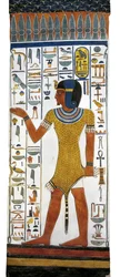 Egipto, Tebas, Luxor, Valle de las Reinas, Tumba de Nefertari, pintura mural en el pilar de la cámara funeraria de la dinastía XIX