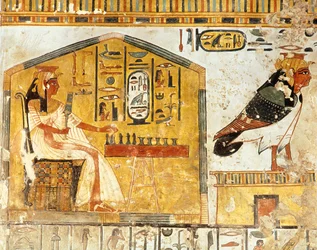 Nefertari jugando al senet, detalle de una pintura mural de la tumba de la reina Nefertari, Imperio Nuevo