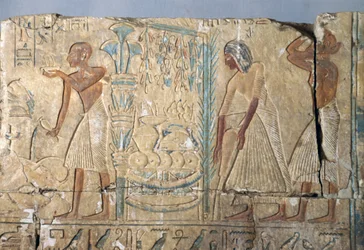 Relieve de la tumba de Netcherouymes, alto funcionario de Ramsés II, Saqqara, Egipto, Civilización egipcia, Reino Nuevo, Dinastía XIX