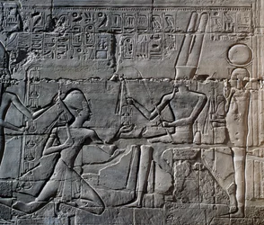 Campañas de Seti I en Siria y Palestina, relieve, muro exterior norte de la Gran Sala Hipóstila, complejo del templo de Karnak (Lista del Patrimonio Mundial de la Unesco