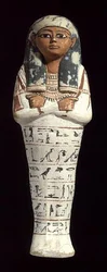 Shabti de Sennedjem, un trabajador de la necrópolis en Deir el-Medina, Tebas, Reino Nuevo, c.1294-1279 a.C. (caliza con pigmento)