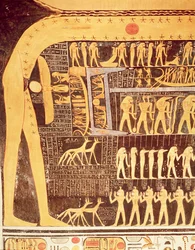 (detalle) del Libro del Día del techo de la cámara funeraria de la Tumba de Ramsés VI (r.1143-1136 a.C.) Nuevo Reino
