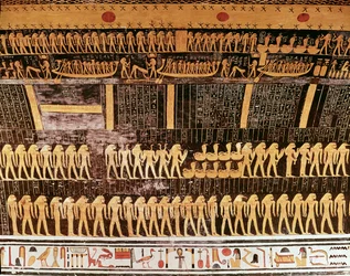 (detalle) del Libro del Día del techo de la cámara funeraria de la Tumba de Ramsés VI (r.1143-1136 a.C.) Nuevo Reino