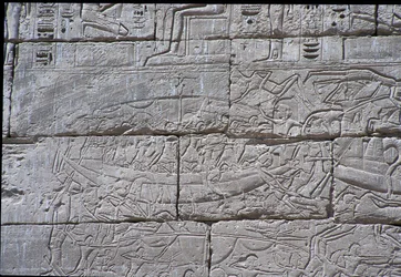 El Pueblo del Mar, Batalla Naval de Ramsés III, Medinet Habu, 1195-64 a.C.