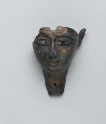 Rostro de una estatua compuesta, Período Intermedio Tardío-Período Tardío (bronce)