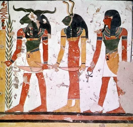 Tumba de Nefertari con los dioses Knoum y Sekeuti (fresco)