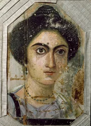 Antigüedad egipcia: retrato funerario de una mujer. Pintura sobre madera. Finales del siglo II. De Fayum en Egipto