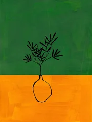 Planta abstracta de color verde y naranja