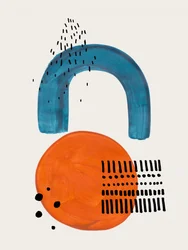 Arco azul, círculo naranja
