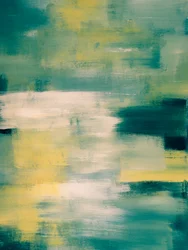 Abstracto en tonos verde azulado y amarillo, que transmite calma