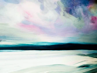 Paisaje marino en tonos pastel de ensueño