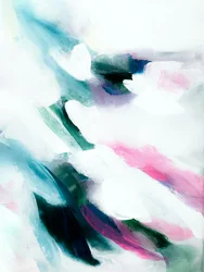 Abstracto en tonos verde azulado y rosa fluido