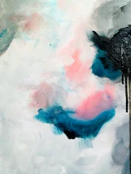 Rosa fluido, verde azulado, abstracto