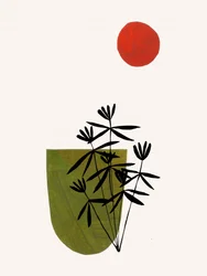 Planta verde, sol rojo