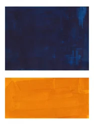 Bloques abstractos en azul índigo y naranja