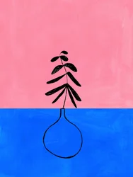Rosa, azul y motivos botánicos