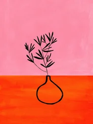Jarrón botánico rosa y naranja