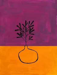 Jarrón para plantas de color morado y naranja