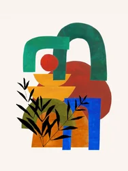 Motivos botánicos geométricos llenos de color