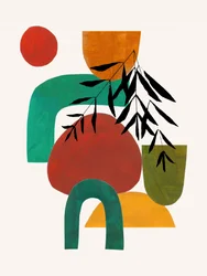 Formas botánicas abstractas en tonos cálidos
